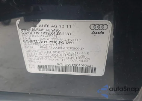 2012 Audi Q5 2.0T Premium z USA, uszkodzony, nr VIN WA1LFAFP9CA050037